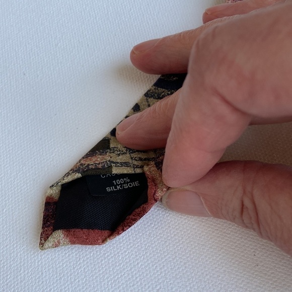 𝅺steel Vintage 90s Silk Burgundy Rose Navy Tie - Picture 4 of 6